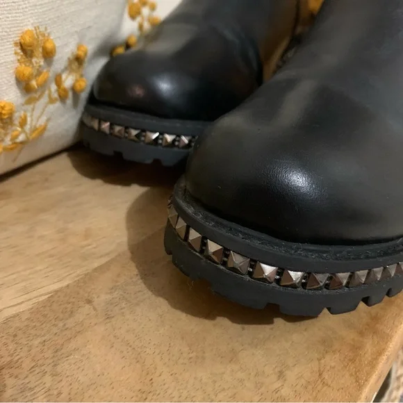 Steve Madden Galena black leather studded ankle boots - Picture 4 of 8